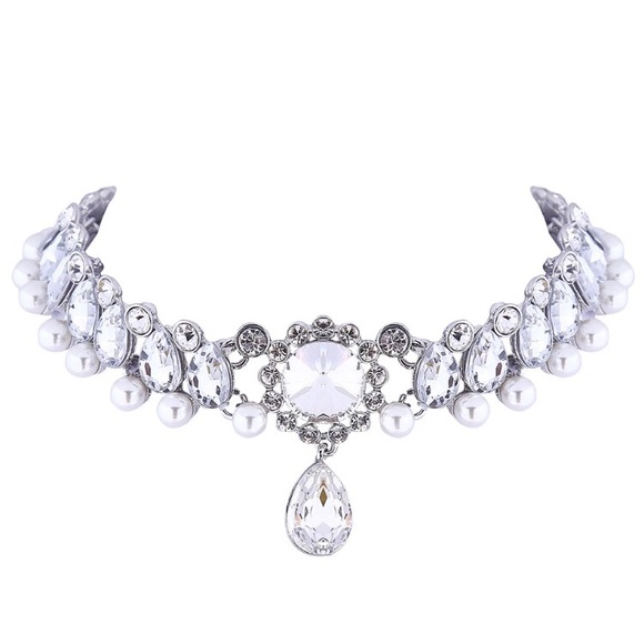 NEW!💙💎RHINESTONE & PEARL LOOK CHOKER!💎💙LOVELY! - Picture 7 of 8